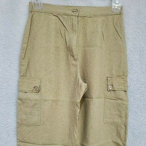 Stock Options Linen Greenish Yellowish Brown Capri Pants Size 10